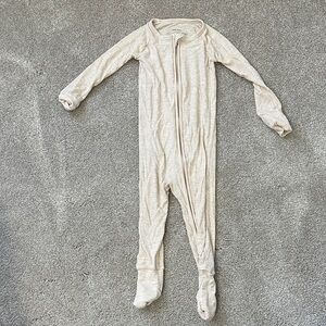 Little Sleepies Beige Ribbed One-Piece Footed Pajamas